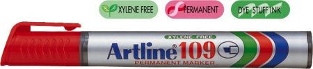 Instrumente de scris si corectura - Permanent marker ARTLINE 109, corp plastic, varf tesit 2.0-5.0mm - rosu