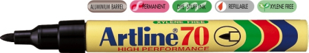 Instrumente de scris si corectura - Permanent marker ARTLINE  70, corp metalic, varf rotund 1.5mm - negru