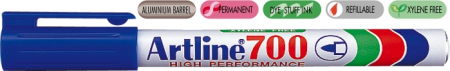 Instrumente de scris si corectura - Permanent marker ARTLINE 700, corp metalic, varf rotund 0.7mm - albastru