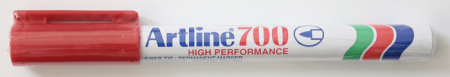 Instrumente de scris si corectura - Permanent marker ARTLINE 700, corp metalic, varf rotund 0.7mm - rosu