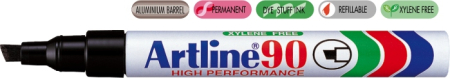 Instrumente de scris si corectura - Permanent marker ARTLINE  90, corp metalic, varf tesit 2.0-5.0mm - negru
