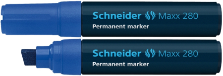 Instrumente de scris si corectura - Permanent marker SCHNEIDER Maxx 280, varf tesit 4+12mm - albastru