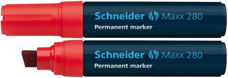 Instrumente de scris si corectura - Permanent marker SCHNEIDER Maxx 280, varf tesit 4+12mm - rosu