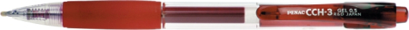 Instrumente de scris si corectura - Pix cu gel PENAC CCH-3, rubber grip, 0.5mm, corp transparent - scriere rosie