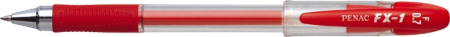Instrumente de scris si corectura - Pix cu gel PENAC FX-1, rubber grip, 0.7mm, con metalic, corp transparent - scriere rosie