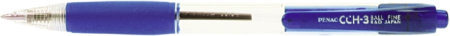 Instrumente de scris si corectura - Pix PENAC CCH-3, cu mecanism, rubber grip, 0.7mm, corp transparent - scriere albastra
