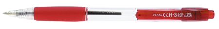 Instrumente de scris si corectura - Pix PENAC CCH-3, cu mecanism, rubber grip, 0.7mm, corp transparent - scriere rosie