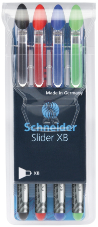 Instrumente de scris si corectura - Pix SCHNEIDER Slider Basic XB, rubber grip, 4 culori/set - (N,R,A,V)