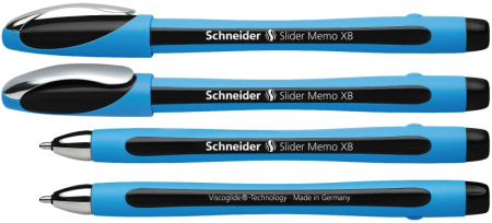 Instrumente de scris si corectura - Pix SCHNEIDER Slider Memo XB, rubber grip, accesorii metalice - scriere neagra