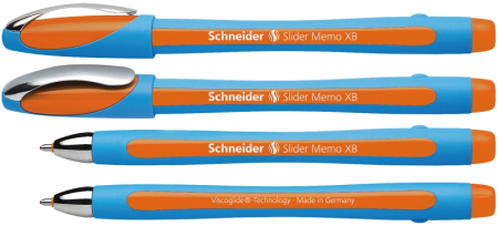 Instrumente de scris si corectura - Pix SCHNEIDER Slider Memo XB, rubber grip, accesorii metalice - scriere orange