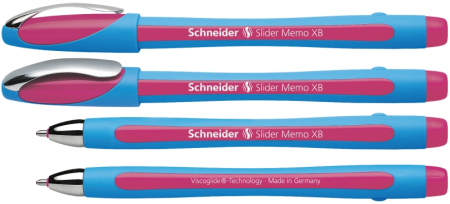 Instrumente de scris si corectura - Pix SCHNEIDER Slider Memo XB, rubber grip, accesorii metalice - scriere roz