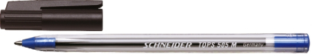 Instrumente de scris si corectura - Pix SCHNEIDER Tops 505M, unica folosinta, varf mediu, corp transparent - scriere albastra