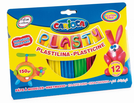 Plastilină si materiale de modelat - Plastelina, 12 culori/cutie, CARIOCA Plasty