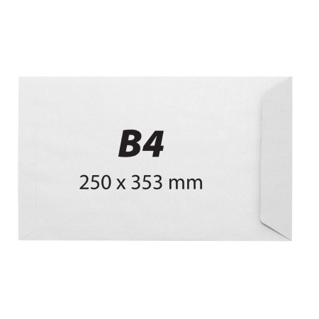 Articole din hartie - Plic B4, 250 x 353 mm, alb, banda silicon, 100 g/mp, 250 bucati/cutie