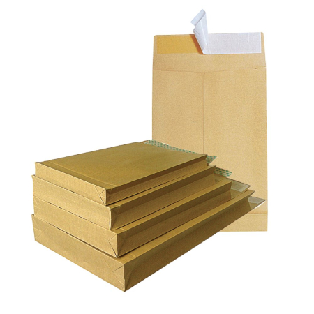 Articole din hartie - Plic cu burduf, B4, 250 x 353 x 40 mm, kraft, banda silicon, 130 g/mp, 250 bucati/set