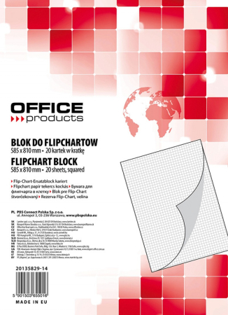 Comunicare si prezentare - Rezerva hârtie pentru flipchart, 70g/mp, 58.5x81cm, 20coli/top, Office products - caroiata