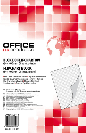 Comunicare si prezentare - Rezerva hârtie pentru flipchart, 70g/mp, 65x100cm, 20coli/top, Office products - caroiata