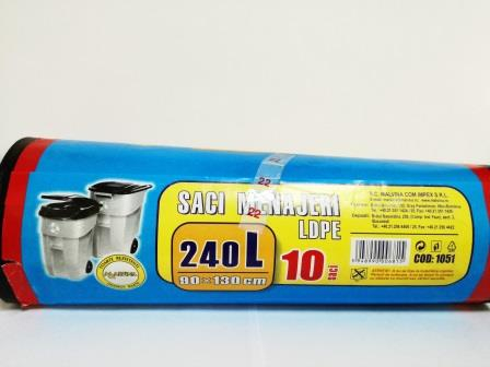 Produse curatenie pentru birou - Saci 240L, 10/rola, negru 
