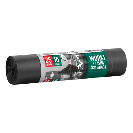 Produse curatenie pentru birou - Saci menajeri cu snur LDPE, 35 l, 15 bucati/rola