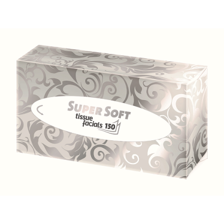 Produse curatenie pentru birou - Servetele faciale, Wepa, Supersoft, 2 straturi, albe, 150 bucati/cutie