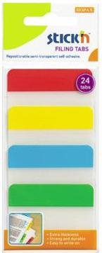 Organizare si arhivare - Stick index plastic transp. cu margine color 38 x 51 mm, 4 x 20 file/set, Stick"n - 4 culori neon