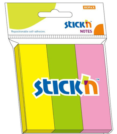 Organizare si arhivare - Stick notes index 76 x 25 mm, 3 x 50 file/set, Stick"n - 3 culori neon