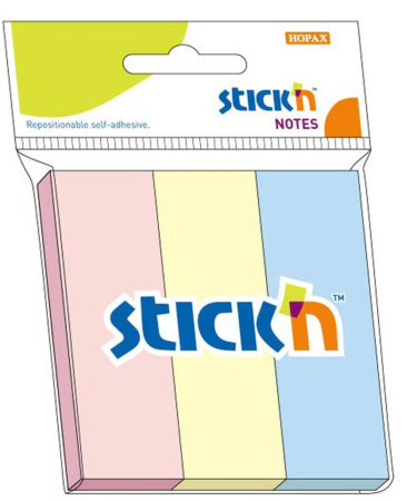 Organizare si arhivare - Stick notes index 76 x 25 mm, 3 x 50 file/set, Stick"n - 3 culori pastel
