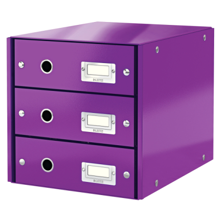 Accesorii pentru birou - Suport cu 3 sertare, din carton laminat, LEITZ Click &amp; Store - mov
