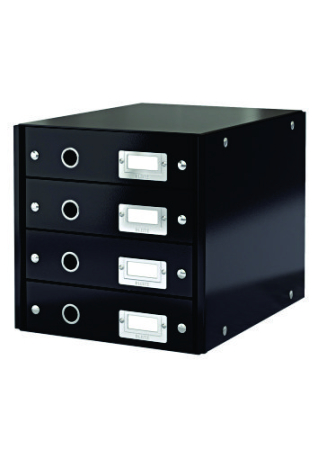 Accesorii pentru birou - Suport cu 4 sertare, din carton laminat, LEITZ Click &amp; Store - negru