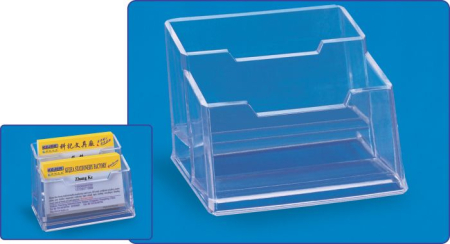 Clasoare, mape si suporti pentru carti de vizita - Suport plastic pentru 2 seturi carti de vizita, pentru birou, KEJEA - transparent
