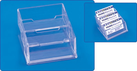Clasoare, mape si suporti pentru carti de vizita - Suport plastic pentru 3 seturi carti de vizita, pentru birou, KEJEA - transparent