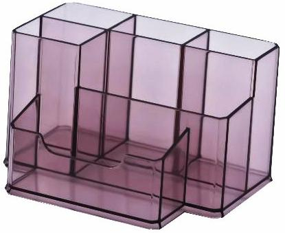 Accesorii pentru birou - Suport plastic pentru accesorii de birou, 6 compartimente, 105 x 85mm, KEJEA - fumuriu