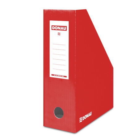 Accesorii pentru birou - Suport vertical pentru cataloage, A4 - 10cm latime, din carton laminat, DONAU - rosu