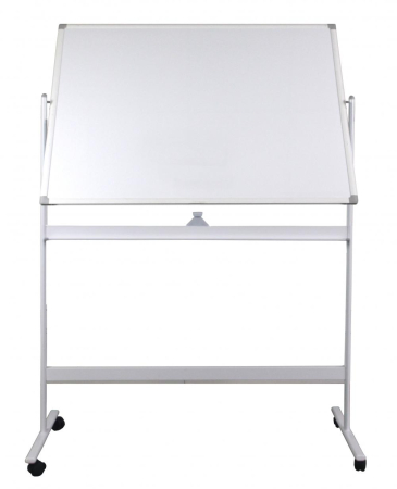 Comunicare si prezentare - Tabla alba magnetica, dubla fata, rotativa, 120 x 180 cm, pe stand mobil, profil aluminiu, Optima
