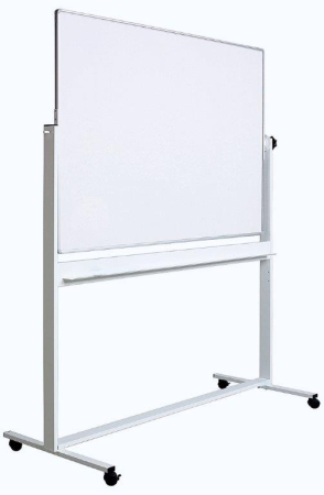 Table magnetice si plannere - Tabla alba magnetica, dubla fata, rotativa,  90 x 120 cm, pe stand mobil, profil aluminiu, Optima