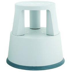Mobilier si accesorii birou - Taburet plastic cu rotile, pentru rafturi inalte, Q-Connect - gri deschis