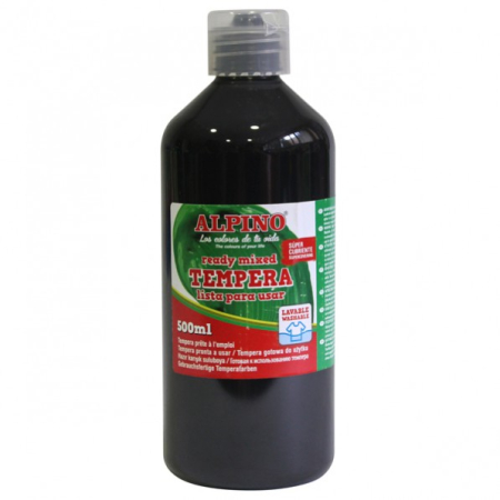 Acuarele si seturi de pictura - Tempera lavabila, 500ml, Alpino - negru