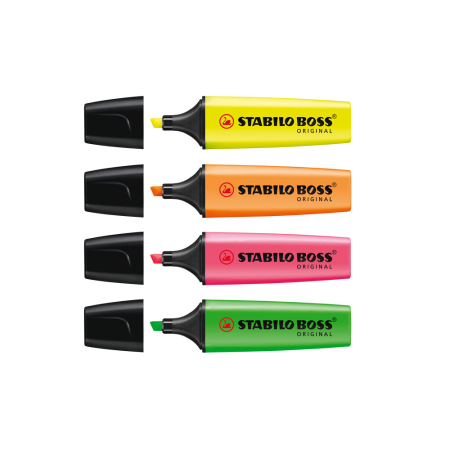 Textmarkere - Textmarker Stabilo Boss, varf 2-5 mm, 4 culori/set ( galben, portocaliu, verde, roz)