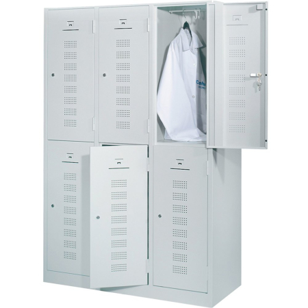 Mobilier si accesorii birou - Vestiar metalic, 6 usi/3 canate, 118.5 x 50 x 194.5 cm, gri