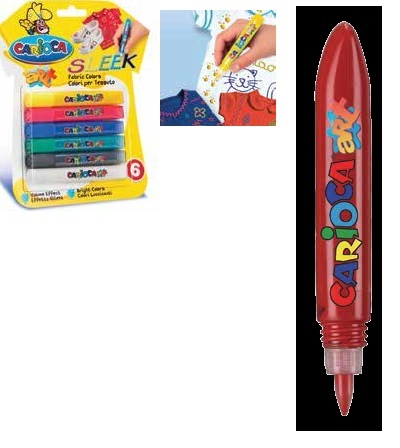 Acuarele si seturi de pictura - Vopsea textile 6 culori/blister, CARIOCA Fabric Paint - Sleek