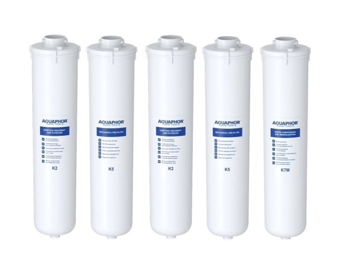 Set 5 cartuse AQUAPHOR 2 x K5, 2 x K2, 1 x K7M pentru Osmoza Inversa RO101S, RO102S [1]