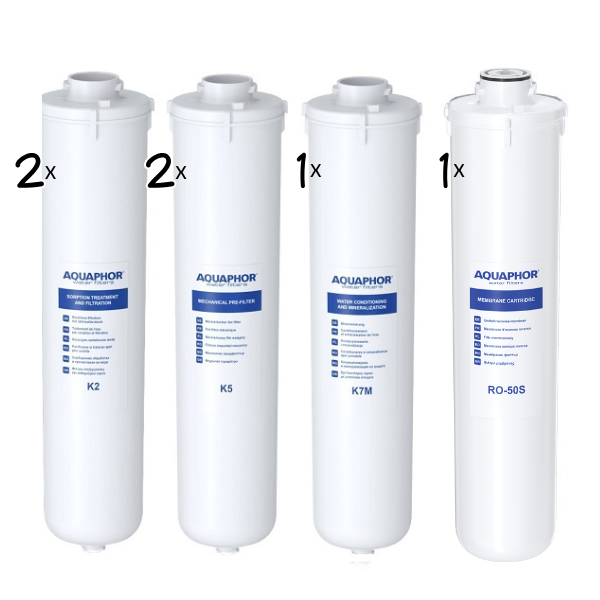 Set 6 cartuse de rezerva 2 x K2, 2 x K5, 1 x K7M, 1 x RO-50S pentru 1 AN, pentru sistemul de osmoza inversa Aquaphor Morion RO-101S [1]