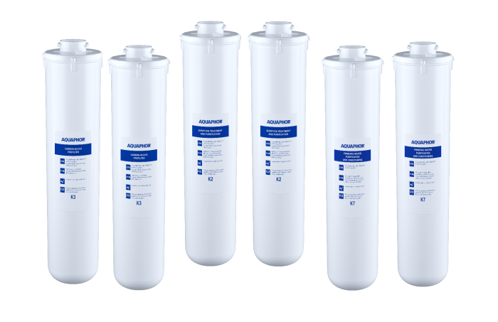 Set dublu cu 6 cartuse, 2 cartuse K3 + 2 cartuse K2 + 2 cartuse K7 pentru filtrul Aquaphor Crystal. [1]