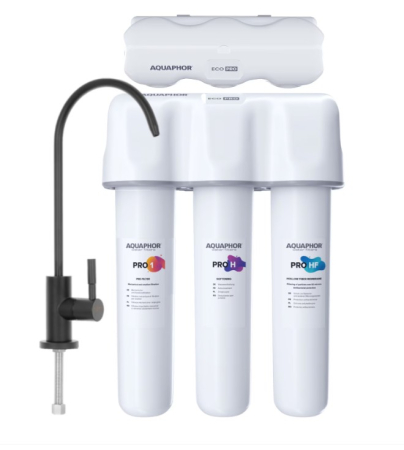 CRYSTAL - Filtru Aquaphor Crystal Eco H PRO, cu PRO1 PRO H PRO HF, Baterie Neagra, pentru filtrare, dedurizare si protectie bacteriana