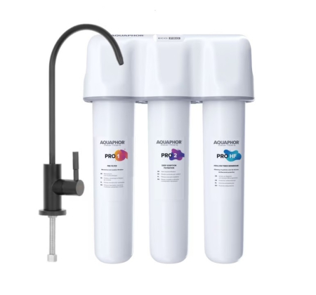 CRYSTAL - Filtru Aquaphor Crystal Eco PRO, cu PRO1/ PRO2/ PRO HF, Baterie Neagra, pentru filtrare si protectie bacteriana