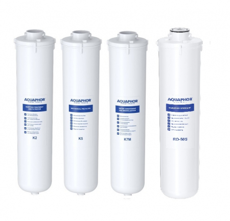 Filtre/ Cartuse de schimb - Set 4 cartuse de rezerva K2, K5, K7M, RO-50S pentru sistemul de osmoza inversa Aquaphor Morion RO-101S
