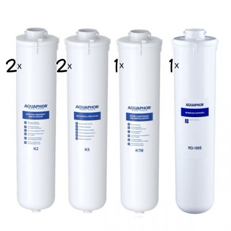 Cartuse filtre Crystal si Osmoza inversa - Set 6 cartuse de rezerva pentru 1 AN, pentru sistemul de osmoza inversa Aquaphor Morion RO-102S Black