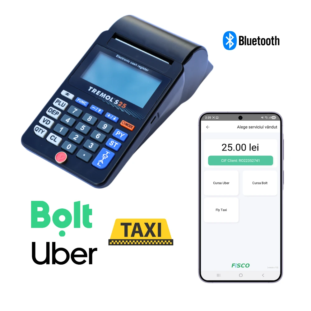 Kit RideSharing Uber / Bolt imprimare bonuri fiscale - Casă de marcat Tremol S25 BT GRPS (Alba) si aplicatie FiscoRide [4]