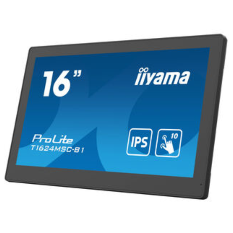 Monitoare TouchScreen - Monitor touchscreen iiyama ProLite T1624MSC-B1, 15.6 inch, FHD, PCAP, edge-to-edge, stand ajustabil, negru
