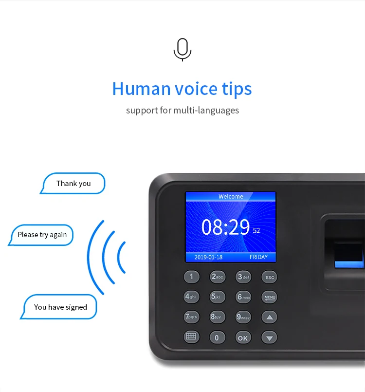 DW-F01 High Speed 2.4 Inch Biometric Device Fingerprint Time Attendance